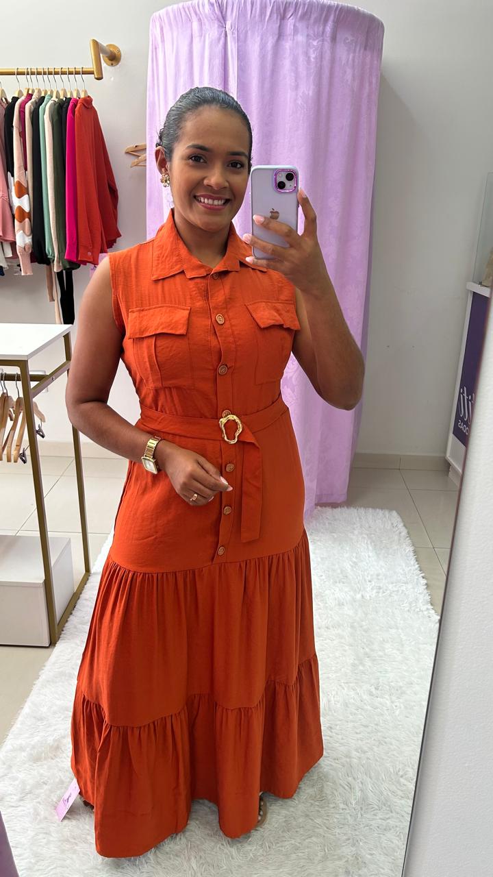 Vestido Longo Botão